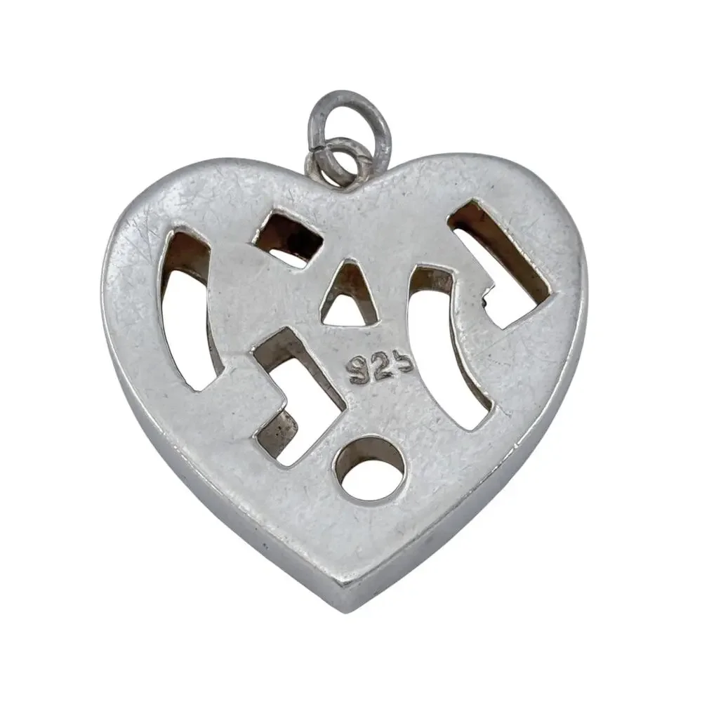Vintage Sterling Silver 925 Cutout Heart Pendant